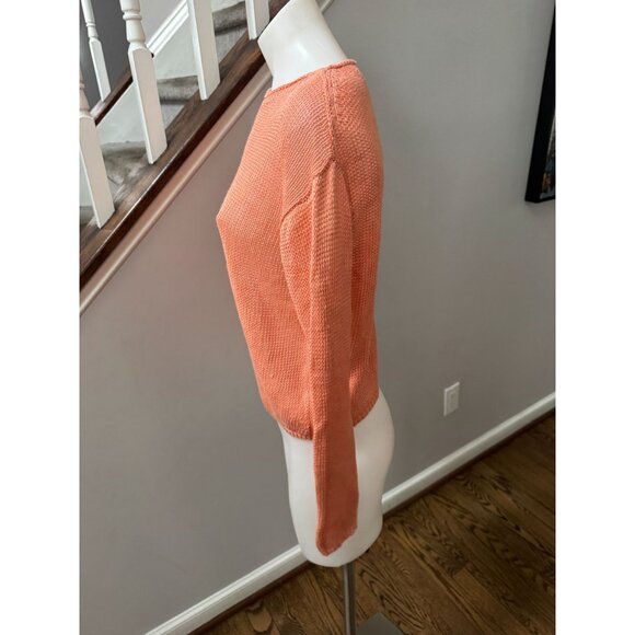 Vince Long-Sleeve Linen Sweater Coral Size XXS - Picture 5 of 5